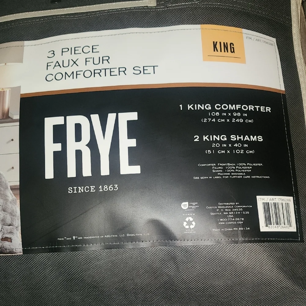 Frye Silver And Gray Faux Fur Comforter Set - King